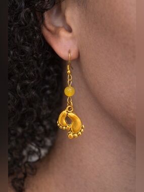 Footprint, gold earrings, whimsical, and cute